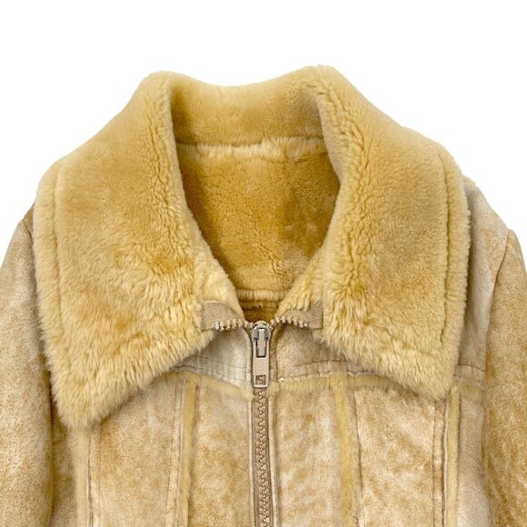 Vintage Leather Attic Shearling Sheepskin Aviator Moto Jacket Men's Small 36 - Picture 3 of 12